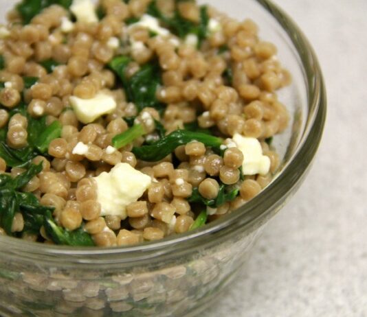 Couscous with Spinach, Caramelized Onion, and Feta Cheese Recipe